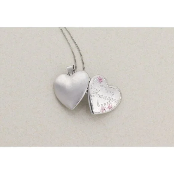 Sterling Silver Grandma Heart Locket Necklace 18" Chain - Picture 10 of 10